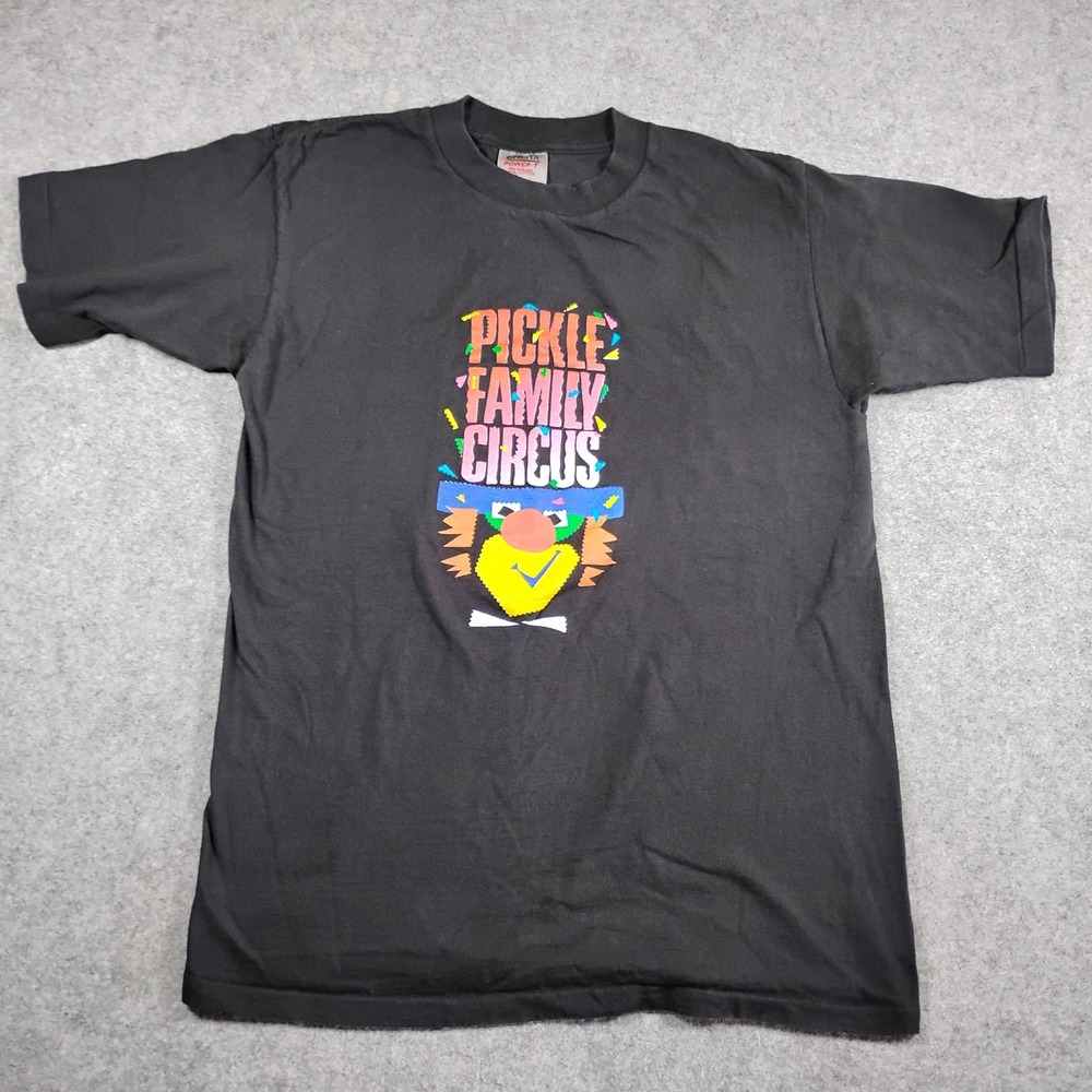 Vintage Oneita Power-T Pickle Family Circus Graphic T-Shirt Mens Large Black USA